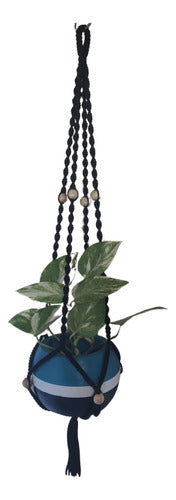 Handmade Macrame Hanging Plant Holder with Wooden Beads 4