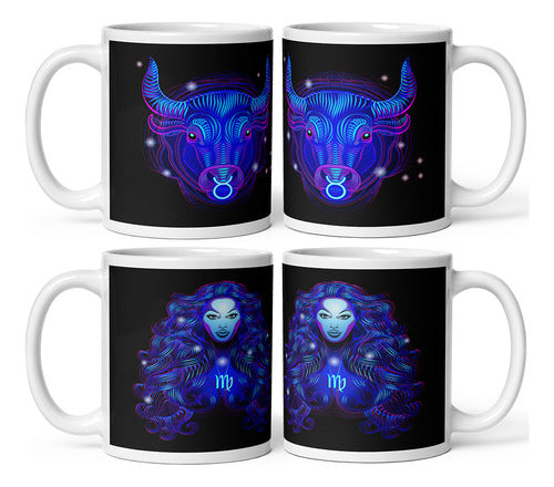 Plantillas Tazas Sublimación Signos Zodiacales Neón 5