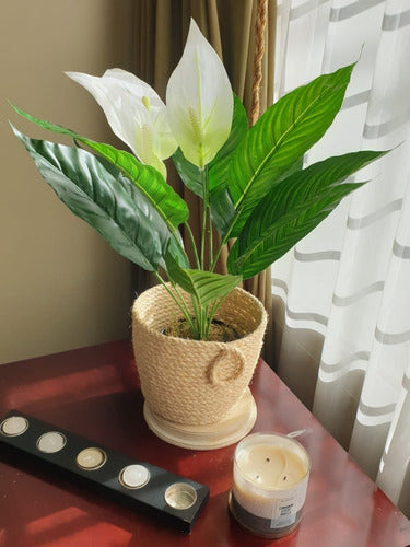 Planta Con Flores Blancas De Aspecto Natural 60cm Decoracion 4