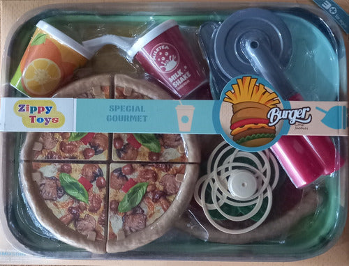 Zippy Toy Food Set Pizza Plates Soft Drinks Tray 0