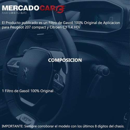 Peugeot Filtro De Gasoil Original 207 1.4 Hdi - 2014 1