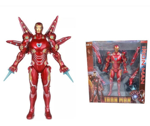 Iron Man 17cm Muñeco Articulado Con Luz 6 Accesorios En Caja 0