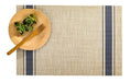 Restaurantware Khaki French Vinyl Placemat - With Navy Stripe 0