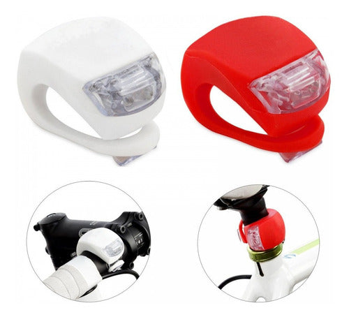 Timalo Silicone LED Bicycle Lights Kit - White + Red Battery Included 0