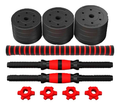 Unnic Dumbbell Set with Bar and Threaded Collars + 15 Kg Discs 6