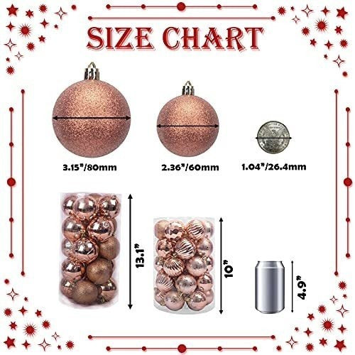 TOMAY Christmas Ball Ornaments for Christmas Tree 20pcs 3.15 Inch Champagne Rose 3