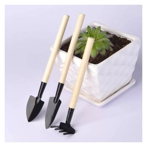 Mercadoshop Set De Mini Palita Bonsai Rastrillo Madera Y Hierro Flor 2