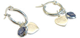 Wadaba White Steel Hoop Earrings with Heart and Crystal Charms 0