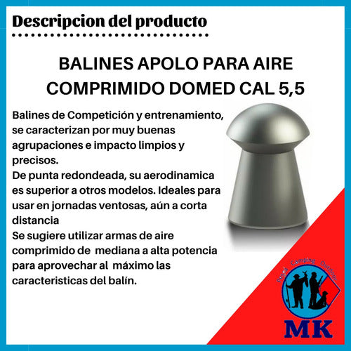 Apolo Balines Domed 6.35 33 Grain 3 Latas X 200 1