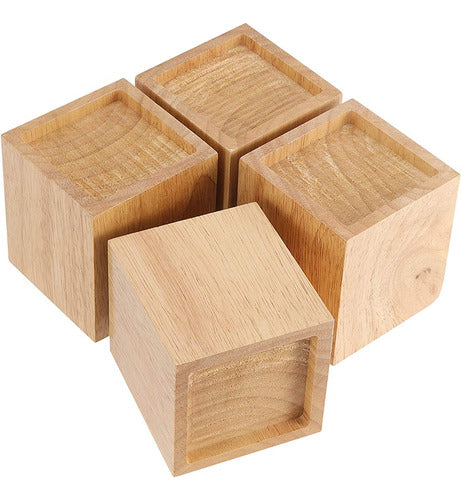 Zeonhak 4 Pack 3 Inch Wooden Bed Risers 4