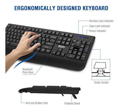 Teclado Inalámbrico, Teclado De Computadora Inalámbrico Ergo 1