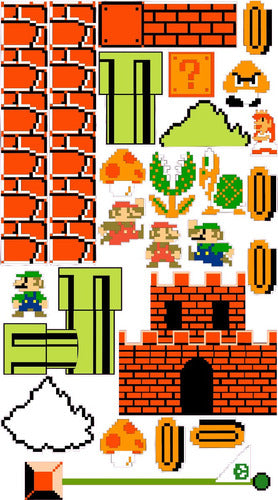 Super Mario Bros 8-Bit Wall Stickers for Kids' Room - Large Decals 2