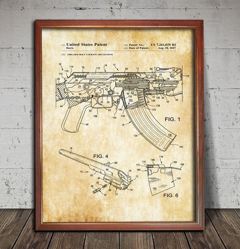 Cafoot Memorabilia Retro Patent AK 47 Framed Poster 0