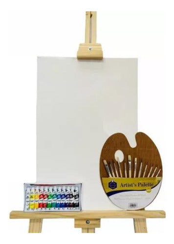 Tio Pocho Acrylic Painting Kit 12 Colors Brushes Easel 0