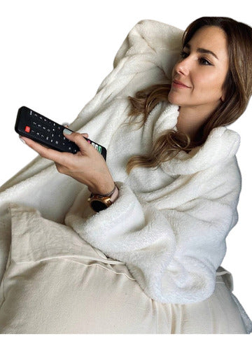 Warm Fleece Blanket with Sleeves Original Gift 0