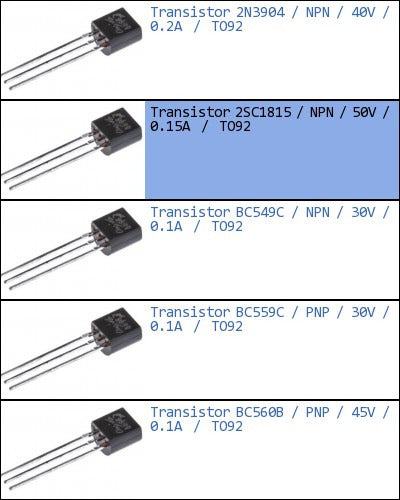 Abebashop Pack 7x Transistor 2SC1815 0.15A 50V 0.4W NPN TO92 BJT Bip-p 1