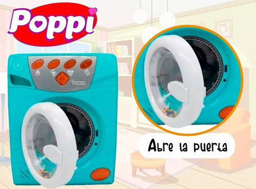 Poppi Lavarropas Infantil Con Luz Y Sonido 7129 Verde Agua 1