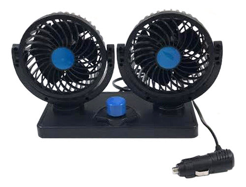 Mini Ventilador Doble Para Auto Camion 12v 2 Velocidades 1