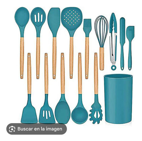 Premium Set Utensilios Cocina Silicona X 12 U. Completo. Color Azul 2