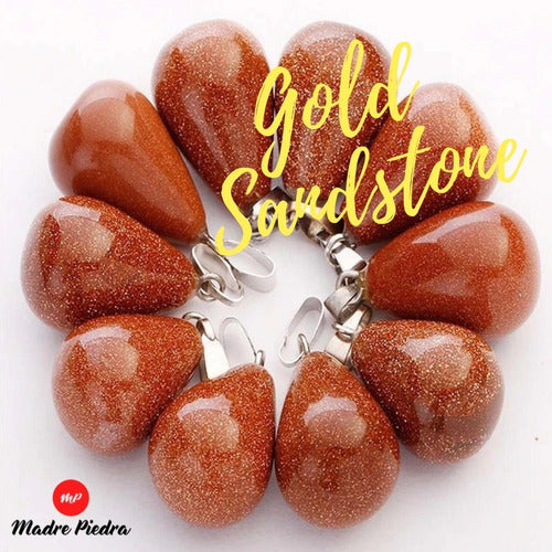 Madre Piedra Golden Goldstone Drop Shape Pendant Necklace 1