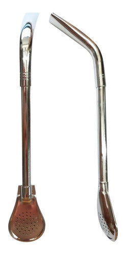 Set of 12 Chrome-Plated Pico De Loro Steel Straws, 18 cm 0