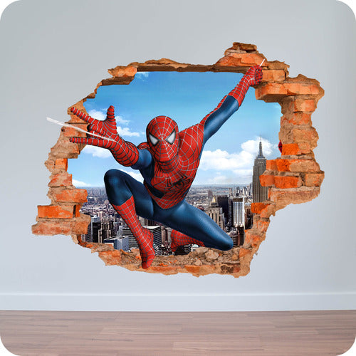 Arte Grafico Vinilo Pared Rota 3D Hombre Araña 50x50 0