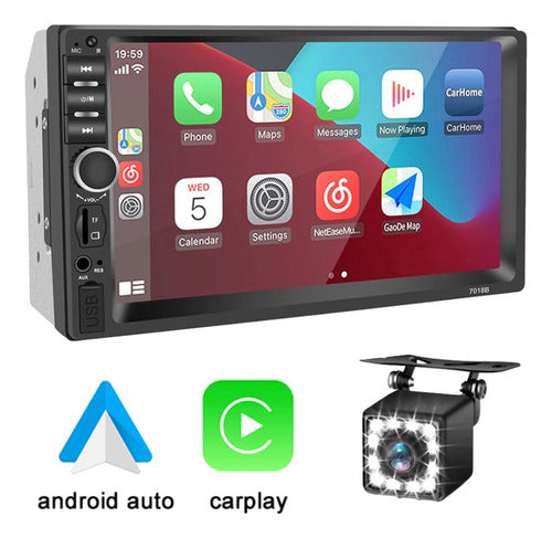 Radio Multimedia Android Auto Y Carplay Am/fm Bt + Camara 0