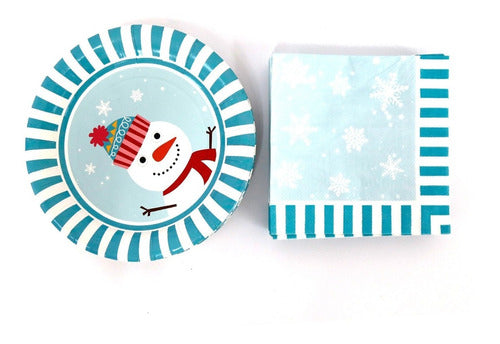 Kinbor 9 Snowman Christmas Paper Plates and Napkins Set 0