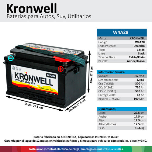 Kronwell 12x75 Ford Focus 1.8 Td Tdci Battery 2