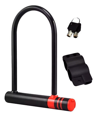 Heavy Duty U-Lock Anti-Theft Steel with 2 Keys for Bicycle Motorcycle 0