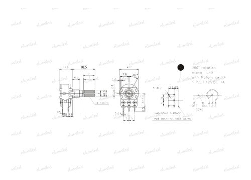 TWN 5 Logarithmic Potentiometers with Switch (16mm) 100k A100k 2