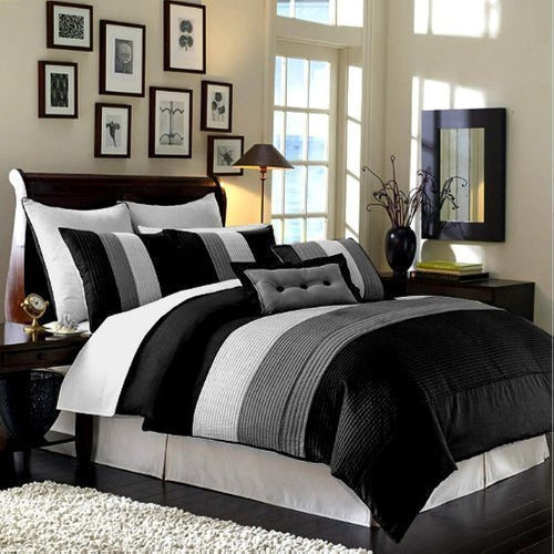 Chezmoi Collection Loft 8-Piece Luxury Striped Comforter Set 0