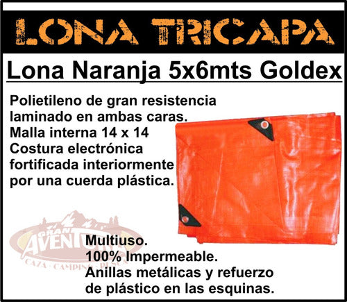 Goldex Waterproof Tarpaulin Super Reinforced Orange 5 X 7 Mts 4