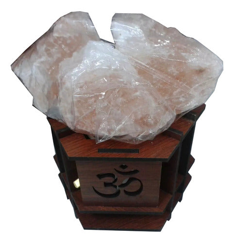 Medium Himalayan Salt Lamp with Wood Tower 0