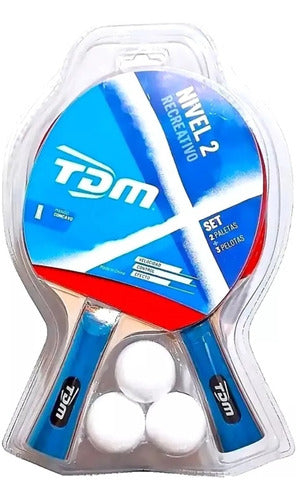 TDM Set of 4 Paddles + 6 Table Tennis Balls Level 2 2