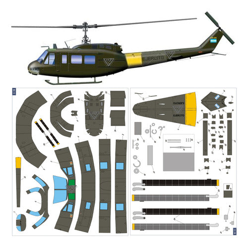 PAPER-LAN Helicopter Bell UH-1 Scale 1:48 Papercraft (Downloadable Files) 0