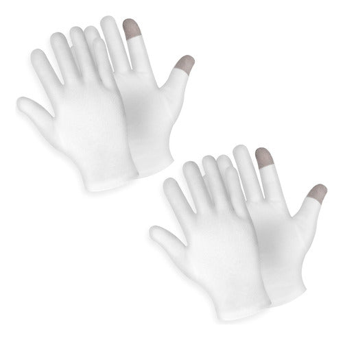 Luvas Hidratantes Sibba Touch Screen White Cotton, 2 Pares 0