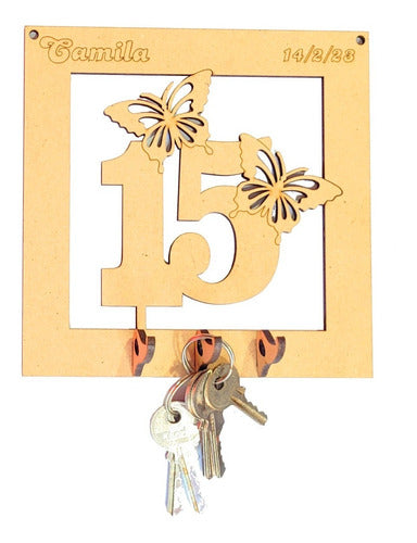 LaserCor Souvenirs 40 Decorative Key Holders 15 Years Butterflies 0