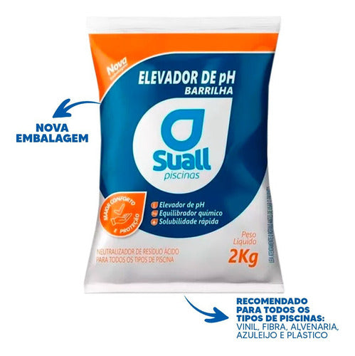 Kit 2 Barrilha Leve Elevador De Ph Mais Suall Para Piscinas 1