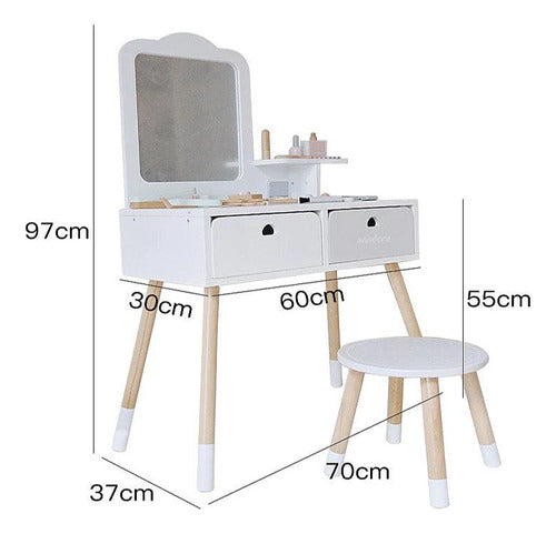 Nunukids Children's Vanity with Bench and Accessories 4