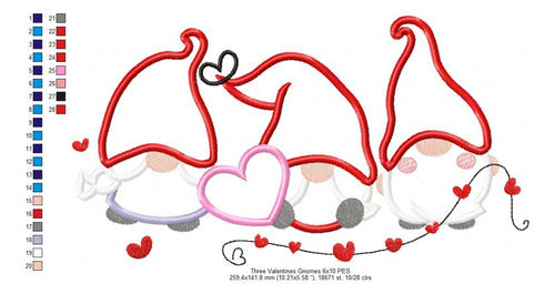 Embroidery Machine Design Mat for Valentine Gnome Elf Love 2253 2