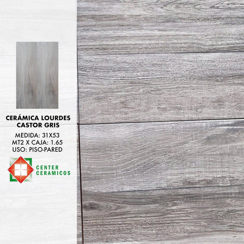 Ceramicos Lourdes Castor Gris 31x53 Madera Precio Por Caja 1