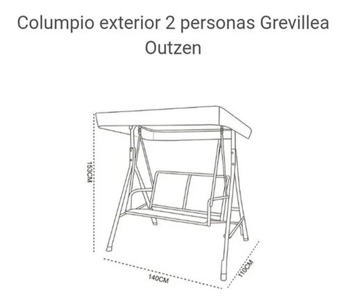 Outzen Hammock of Aluminum for 2 People with Grevillea Roof 2