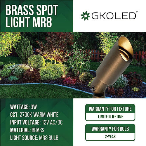 GKOLED Small Brass Landscape Spotlight, Directional Up Light 1