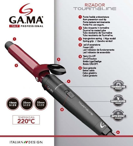 Gama Professional Hair Curler - 19mm, 25mm, & 33mm Sizes - Official Warranty 5