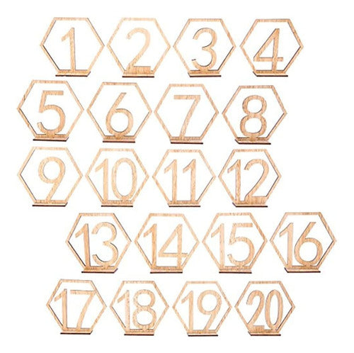 Bestoyard 20 Piezas 1-20 Numeros De Mesa De Madera Para Bod 0