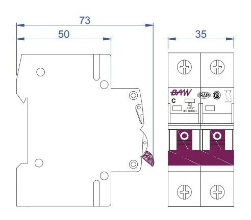 Térmica Bipolar 16a 3ka Curva C Baw 2