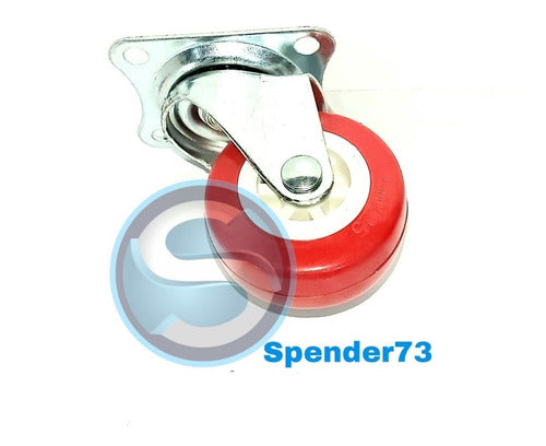 Spender73 Red Swivel Caster Wheel 50mm - Set of 4 Units (Total Height 65mm) 3