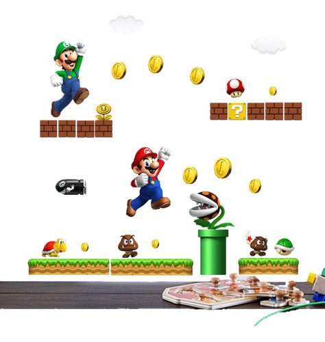 Heropar Cartoon Character Wall Stickers - Mario 0