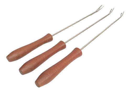 Anabea Stainless Steel Fondue Forks Set x3 with Wooden Handle 0